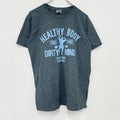 GILDAN　ギルダン　半袖プリントTシャツ　ジムT　カレッジタイプ　灰色　グレー　Mサイズ　古着