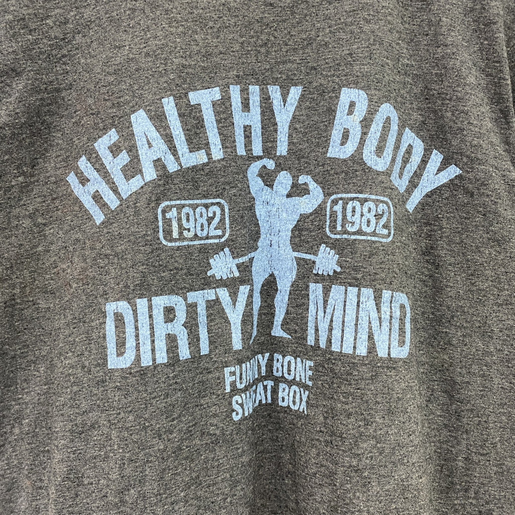 GILDAN　ギルダン　半袖プリントTシャツ　ジムT　カレッジタイプ　灰色　グレー　Mサイズ　古着
