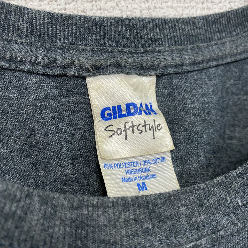 GILDAN　ギルダン　半袖プリントTシャツ　ジムT　カレッジタイプ　灰色　グレー　Mサイズ　古着