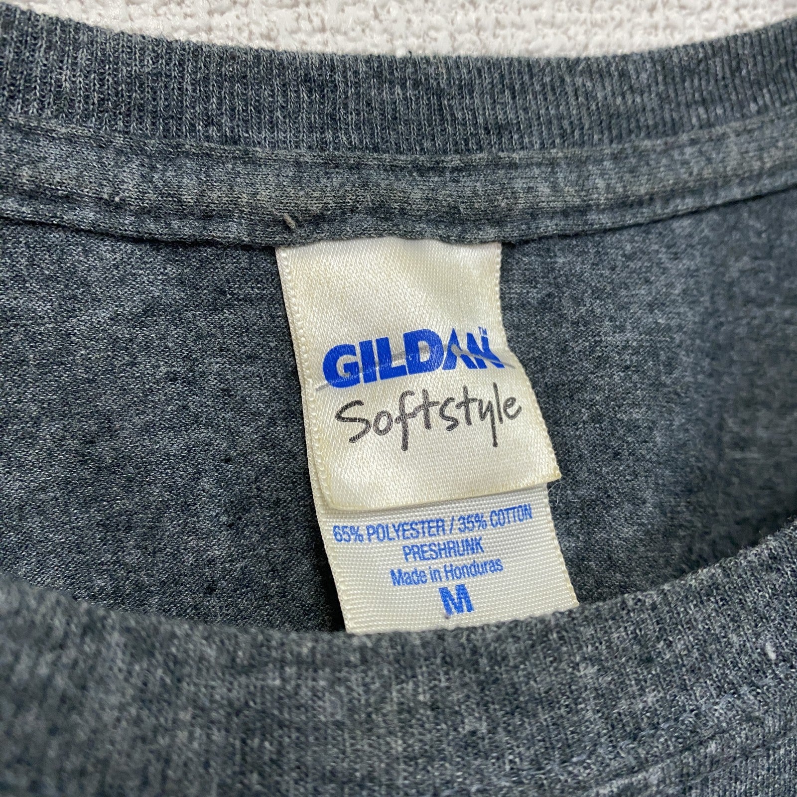 GILDAN　ギルダン　半袖プリントTシャツ　ジムT　カレッジタイプ　灰色　グレー　Mサイズ　古着