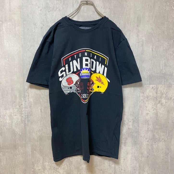 HYUNDAI ヒュンダイ　SUN BOWL 　アメフト　半袖オフィシャルプリントTシャツ　黒　ブラック　スポーツ　古着