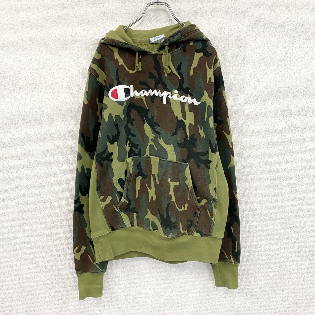 Champion　チャンピオン　リバースウィーブ　スウェットパーカー/フーディー　迷彩　カモフラ　カーキ　Lサイズ　古着