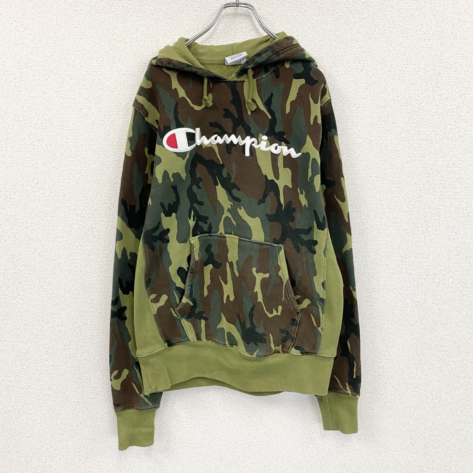 Champion　チャンピオン　リバースウィーブ　スウェットパーカー/フーディー　迷彩　カモフラ　カーキ　Lサイズ　古着