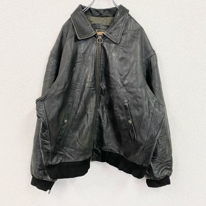 REDSKINS　レザージャケット/シングルライダースジャケット　レザーブルゾン　黒　ブラック