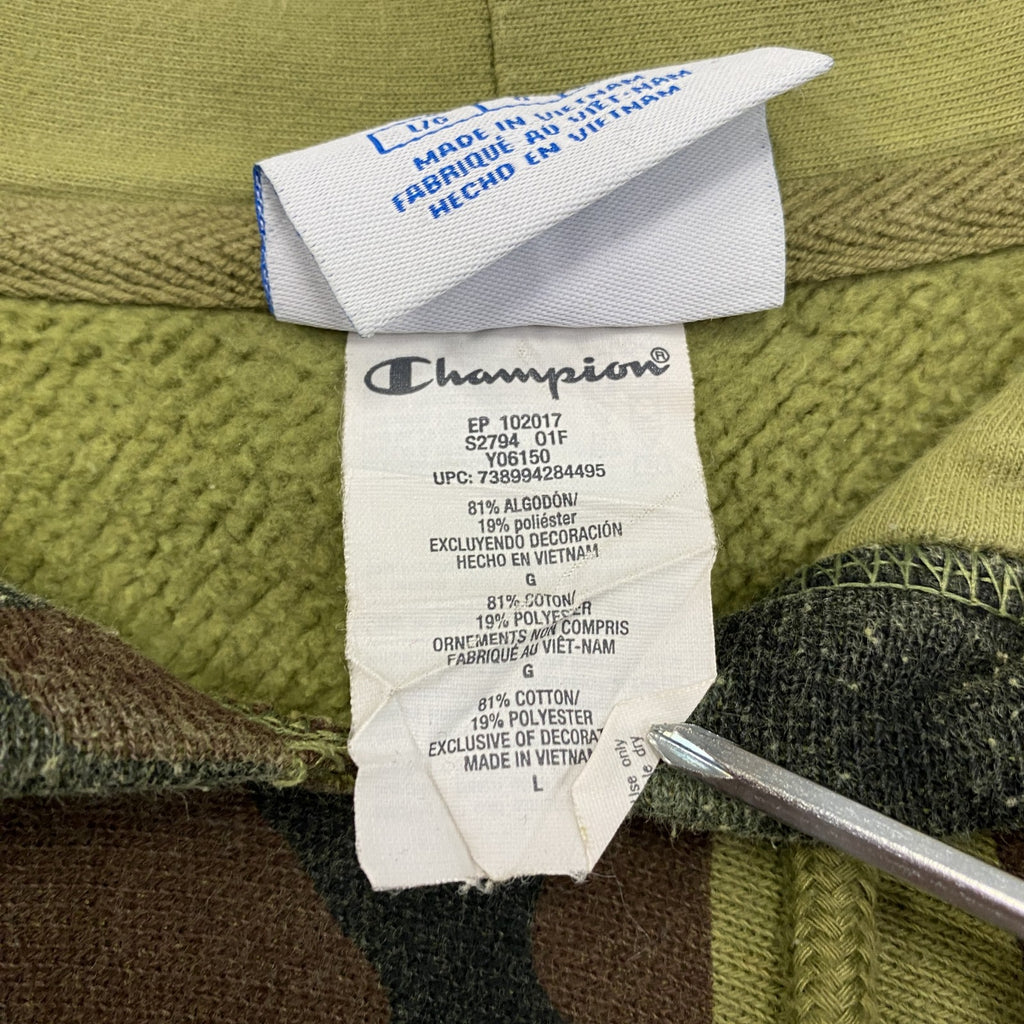Champion　チャンピオン　リバースウィーブ　スウェットパーカー/フーディー　迷彩　カモフラ　カーキ　Lサイズ　古着