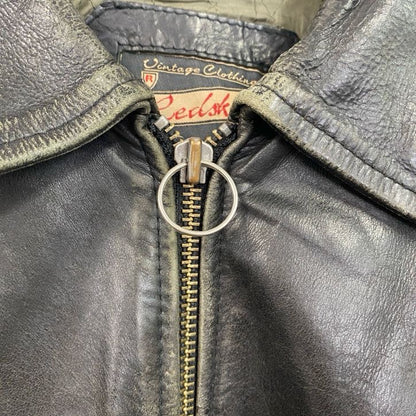 REDSKINS　レザージャケット/シングルライダースジャケット　レザーブルゾン　黒　ブラック