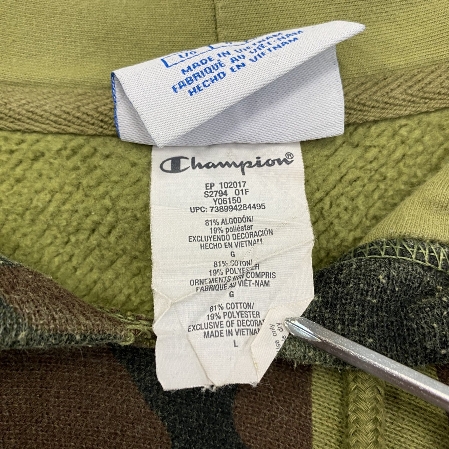 Champion　チャンピオン　リバースウィーブ　スウェットパーカー/フーディー　迷彩　カモフラ　カーキ　Lサイズ