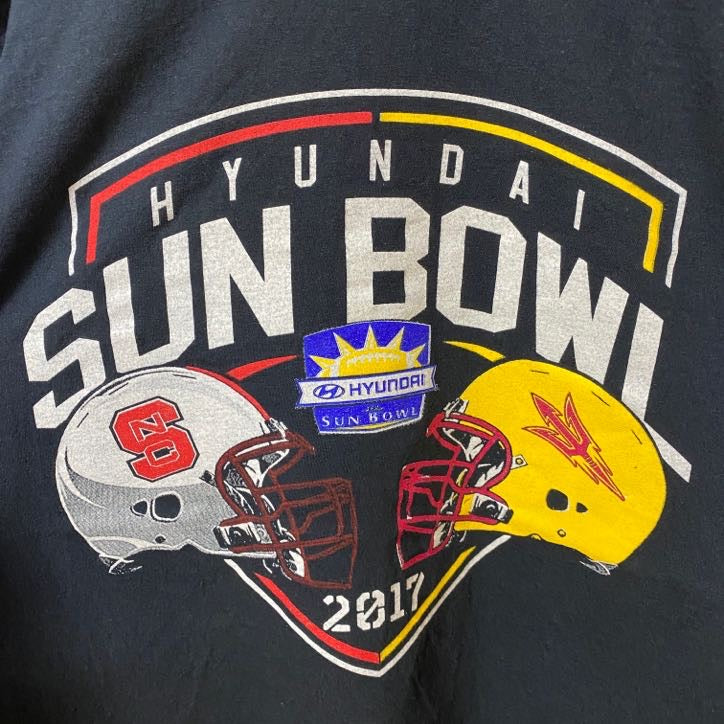 HYUNDAI ヒュンダイ　SUN BOWL 　アメフト　半袖オフィシャルプリントTシャツ　黒　ブラック　スポーツ　古着