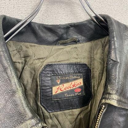 REDSKINS　レザージャケット/シングルライダースジャケット　レザーブルゾン　黒　ブラック