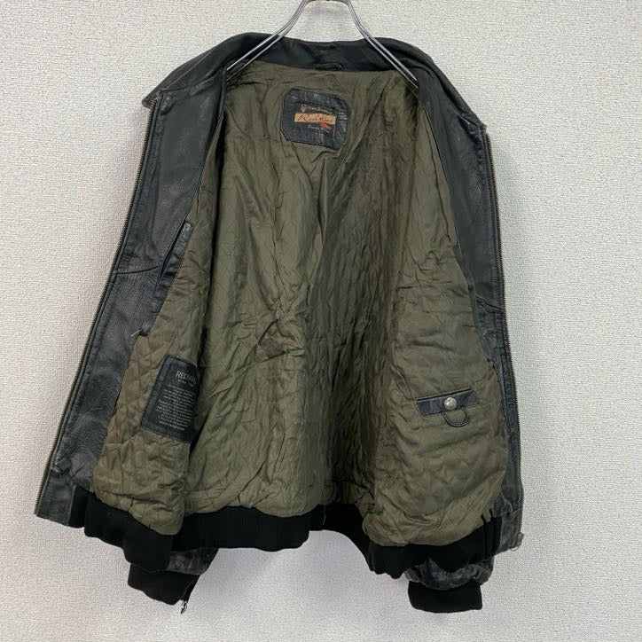 REDSKINS　レザージャケット/シングルライダースジャケット　レザーブルゾン　黒　ブラック