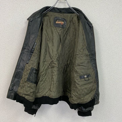 REDSKINS　レザージャケット/シングルライダースジャケット　レザーブルゾン　黒　ブラック