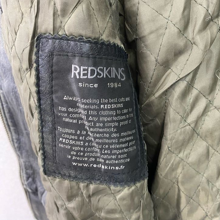 REDSKINS　レザージャケット/シングルライダースジャケット　レザーブルゾン　黒　ブラック