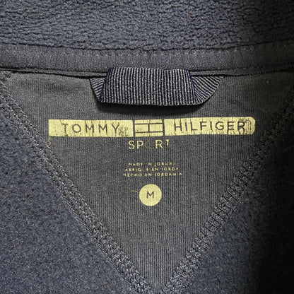 古着 used　トミーヒルフィガースポーツ　長袖フルジップフリースジャケット　紺　ネイビー　ハイネック　ポイント刺繡ロゴ　Mサイズ