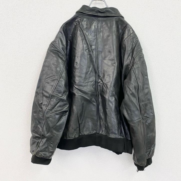 REDSKINS　レザージャケット/シングルライダースジャケット　レザーブルゾン　黒　ブラック