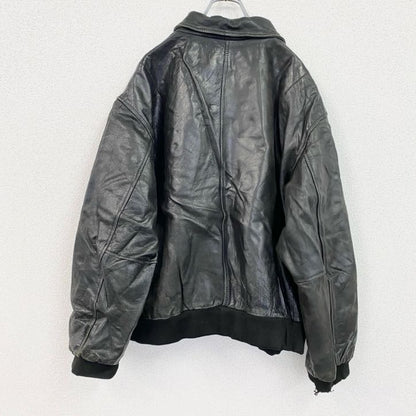 REDSKINS　レザージャケット/シングルライダースジャケット　レザーブルゾン　黒　ブラック