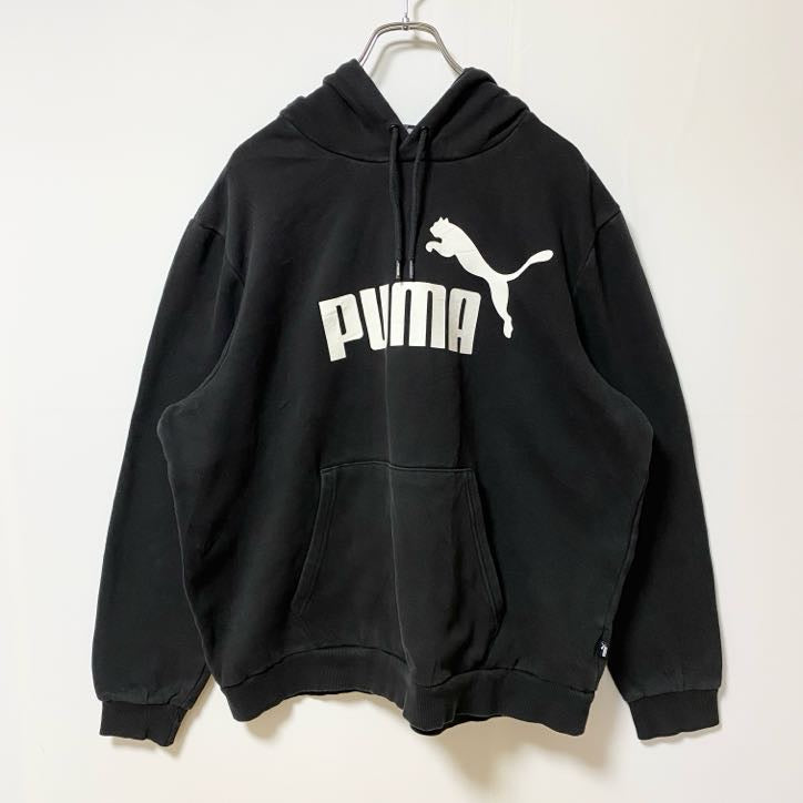PUMA　プーマ　長袖ロゴプリントプルオーバーパーカー　フーディー　オーバーサイズ　レトロデザイン　XLサイズ　古着
