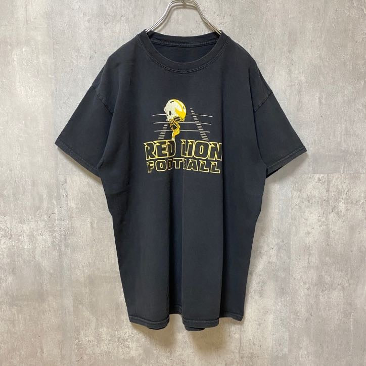 RED LION FOOTBALL　アメフト　半袖プリントTシャツ　スポーツ　黒　ブラック　レトロ　古着