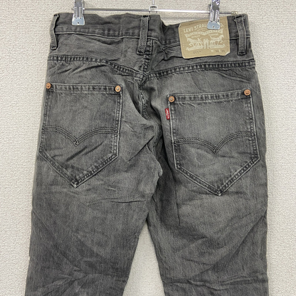 Levi’s　リーバイス　511　ブラックデニムパンツ/ジーンズ　ジップフライ　縦落ち　黒　ブラック　W30サイズ　古着