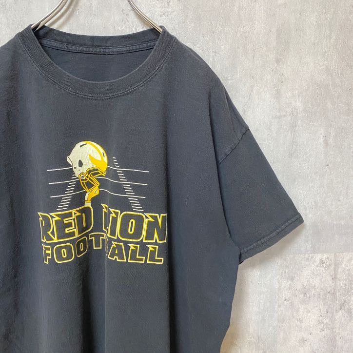 RED LION FOOTBALL　アメフト　半袖プリントTシャツ　スポーツ　黒　ブラック　レトロ　古着