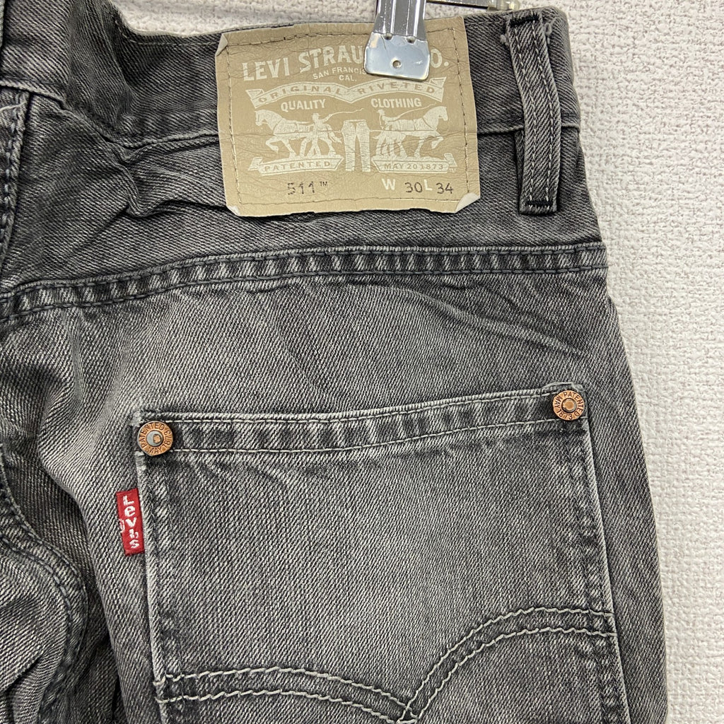 Levi’s　リーバイス　511　ブラックデニムパンツ/ジーンズ　ジップフライ　縦落ち　黒　ブラック　W30サイズ　古着