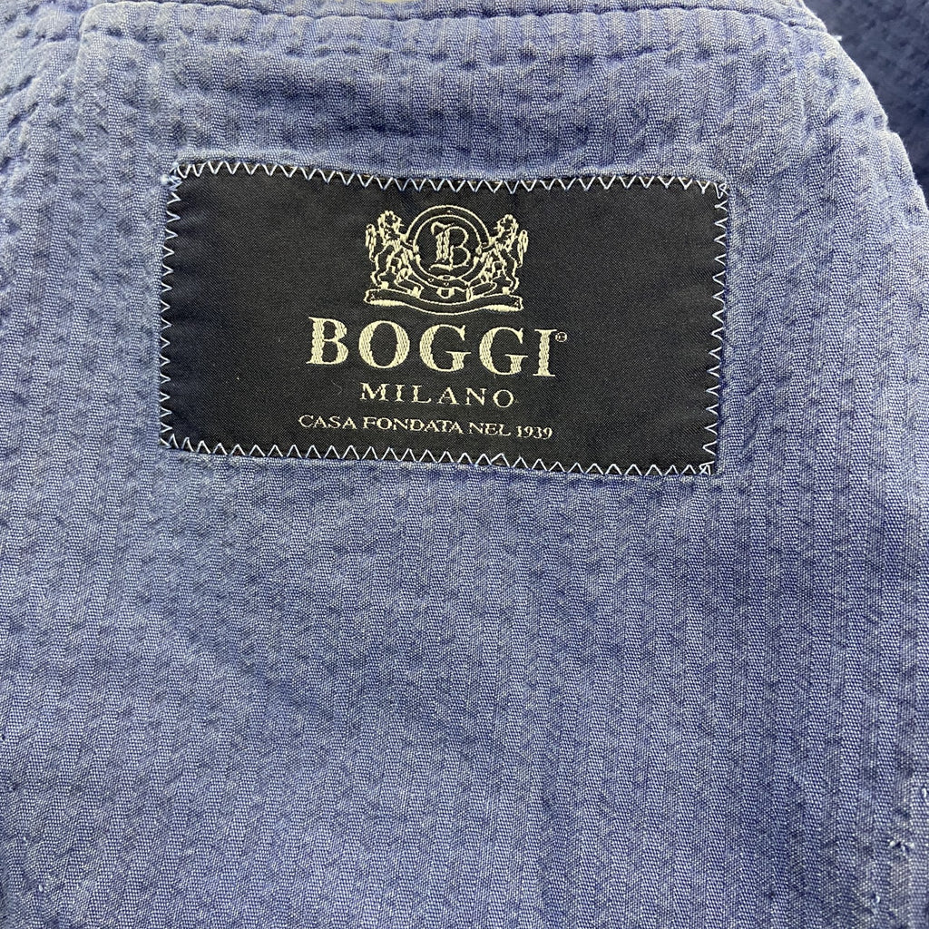 BOGGI MILANO　ボッジミラノ　テーラードジャケット　ストライプ柄　ユーロ　青　ブルー　古着