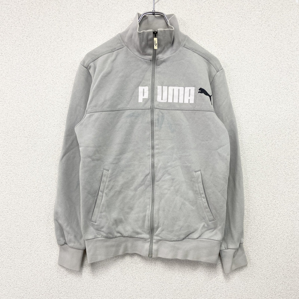 PUMA　プーマ　トラックジャケット/ジャージ　デカロゴ　裏ボア　灰色　グレー　Sサイズ　古着