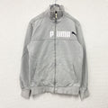 PUMA　プーマ　トラックジャケット/ジャージ　デカロゴ　裏ボア　灰色　グレー　Sサイズ　古着
