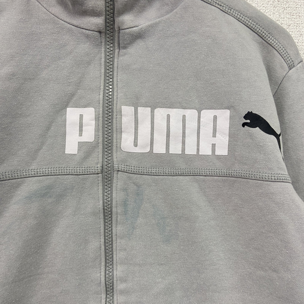 PUMA　プーマ　トラックジャケット/ジャージ　デカロゴ　裏ボア　灰色　グレー　Sサイズ　古着