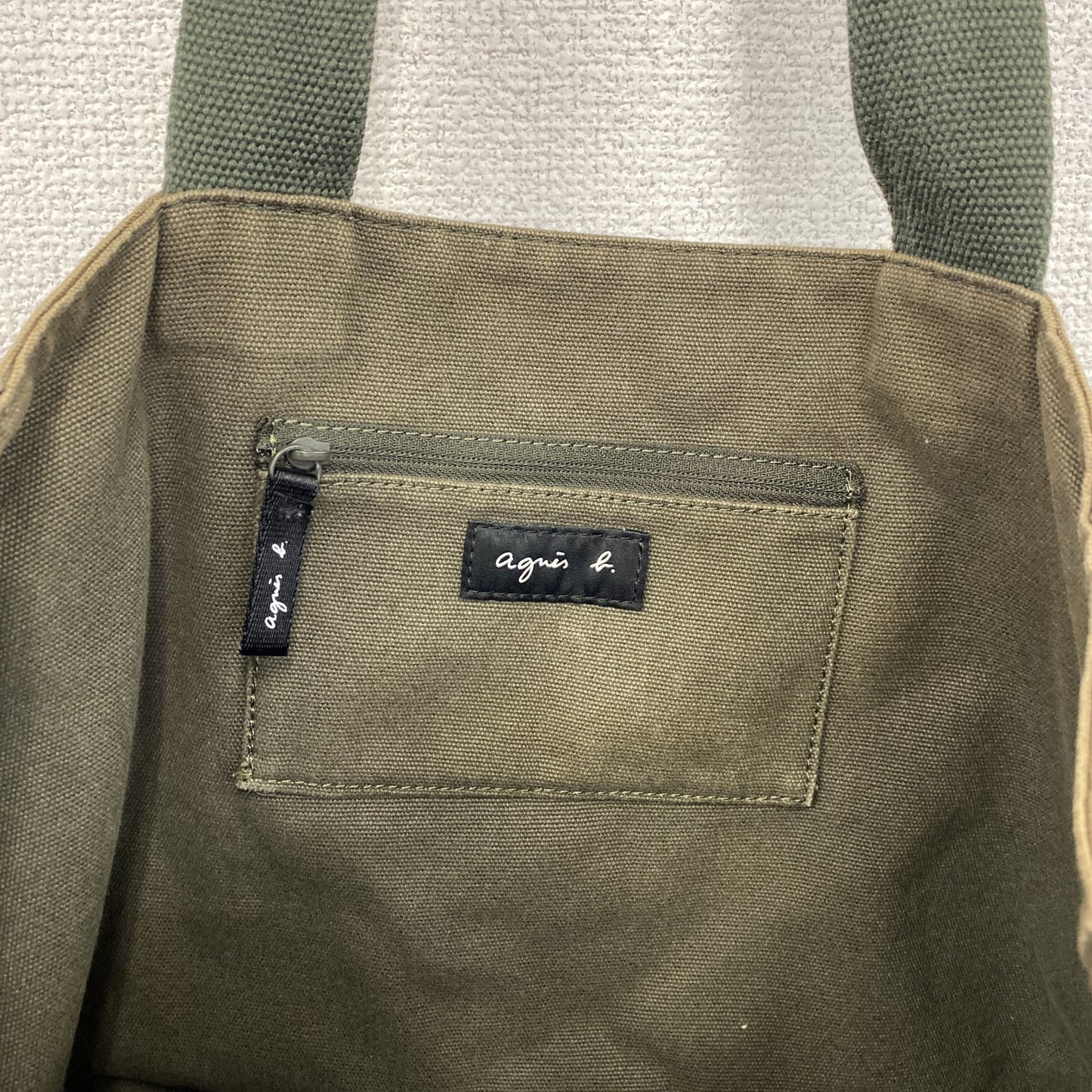 agnes b　アニエスベー　キャンバストートバッグ　カーキ