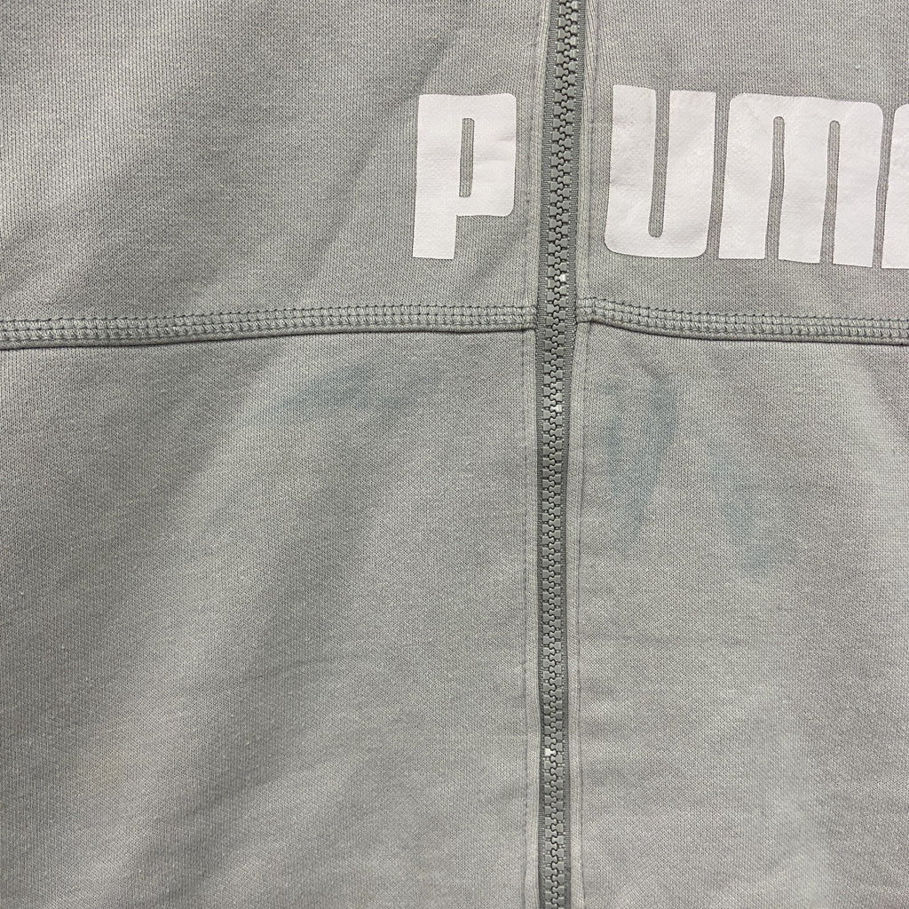 PUMA　プーマ　トラックジャケット/ジャージ　デカロゴ　裏ボア　灰色　グレー　Sサイズ　古着