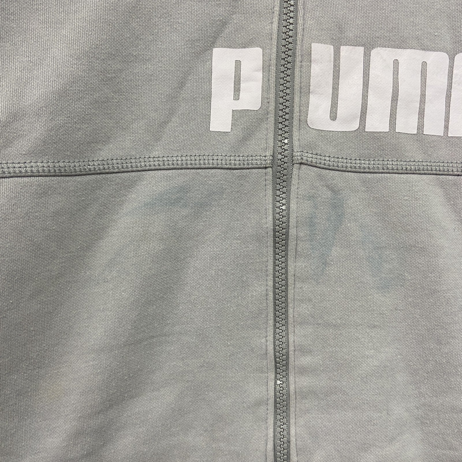 PUMA　プーマ　トラックジャケット/ジャージ　デカロゴ　裏ボア　灰色　グレー　Sサイズ　古着