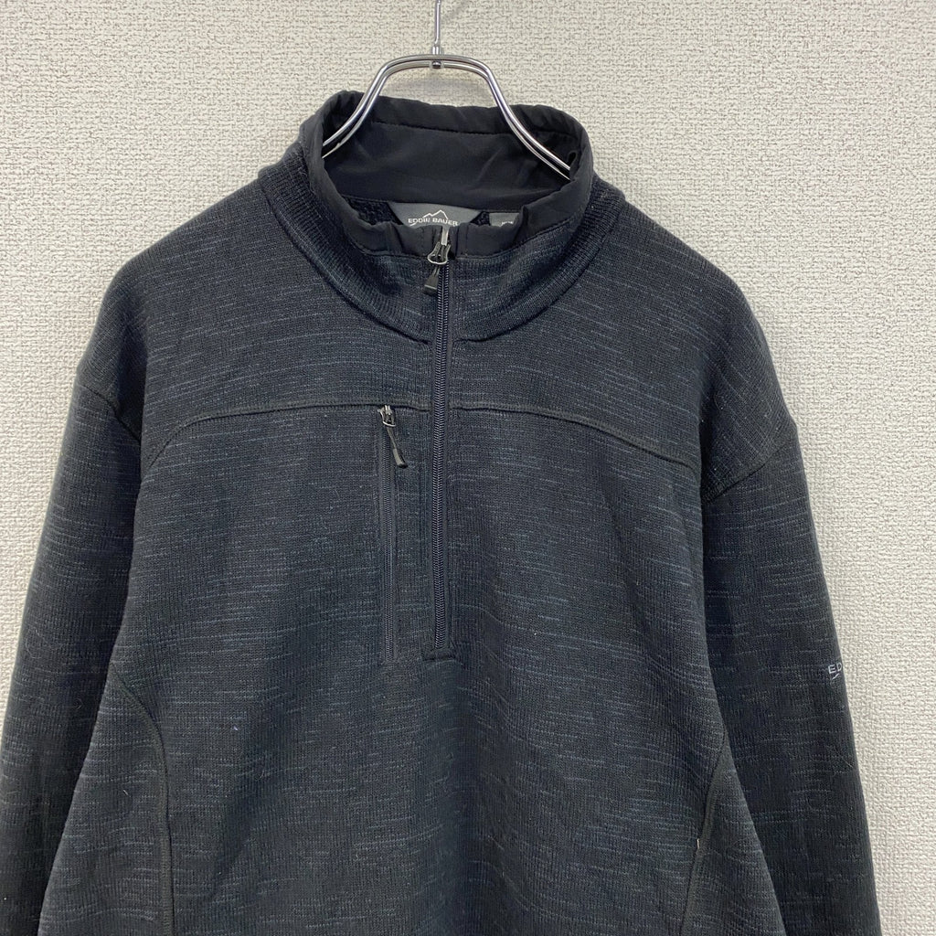 Eddie Bauer エディーバウアー　長袖ハーフジップスウェット　トレーナー　黒　ブラック　XLサイズ　古着