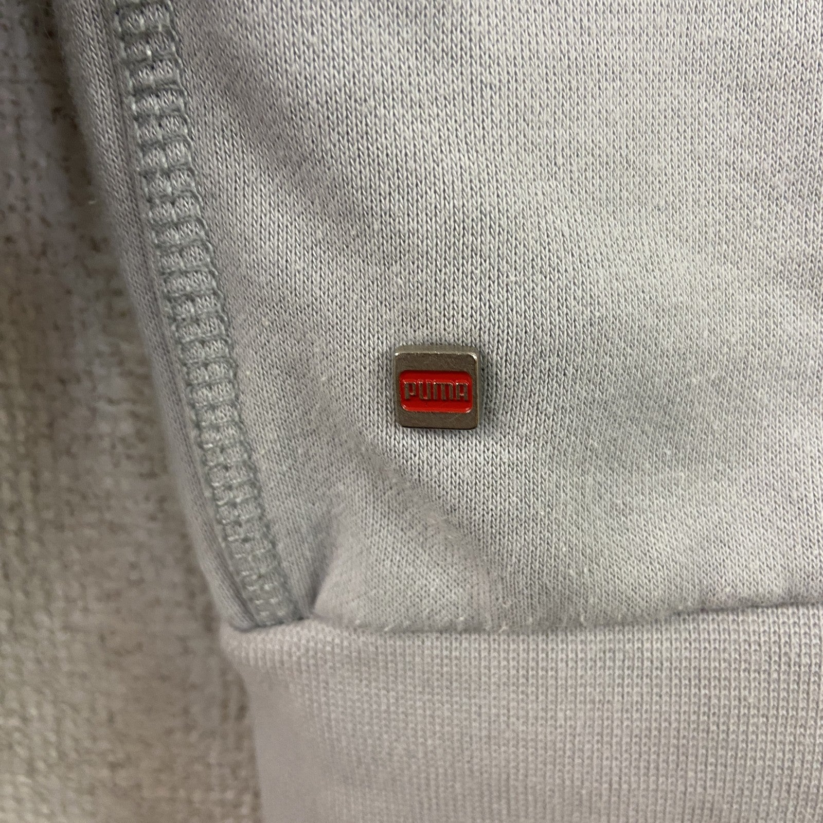 PUMA　プーマ　トラックジャケット/ジャージ　デカロゴ　裏ボア　灰色　グレー　Sサイズ　古着