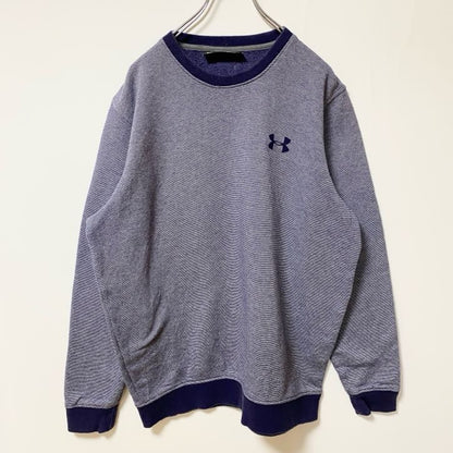 古着 used　UNDERARMOUR　アンダーアーマー　長袖ワンポイントロゴリンガースウェット　トレーナー　ネイビー　Lサイズ