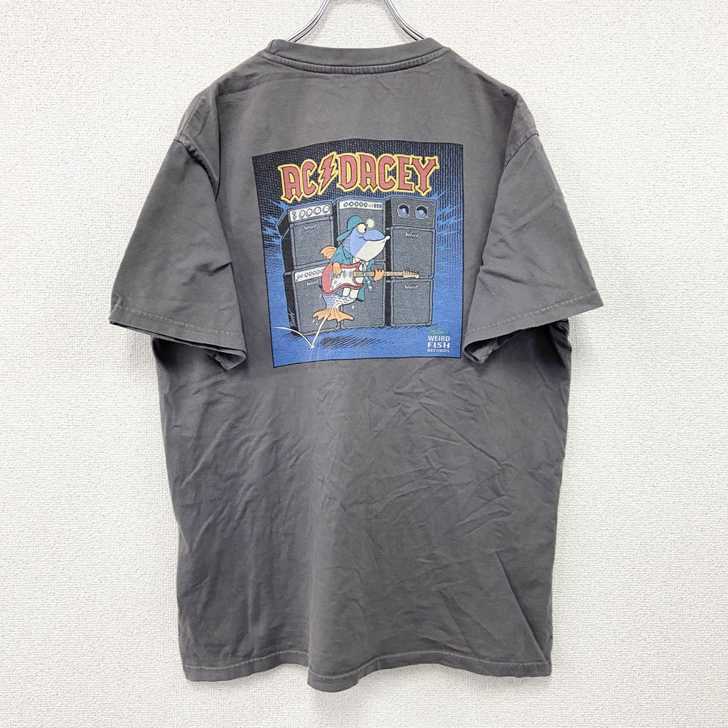 Weird Fish　半袖プリントTシャツ　パロディT　AC DACEY　灰色　グレー　XLサイズ　古着