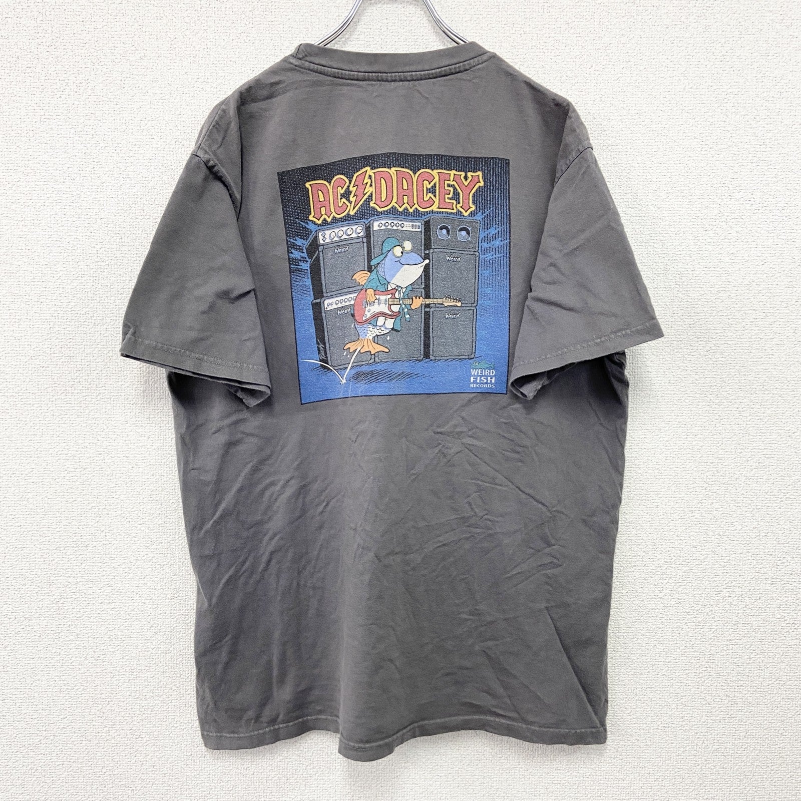 Weird Fish　半袖プリントTシャツ　パロディT　AC DACEY　灰色　グレー　XLサイズ　古着