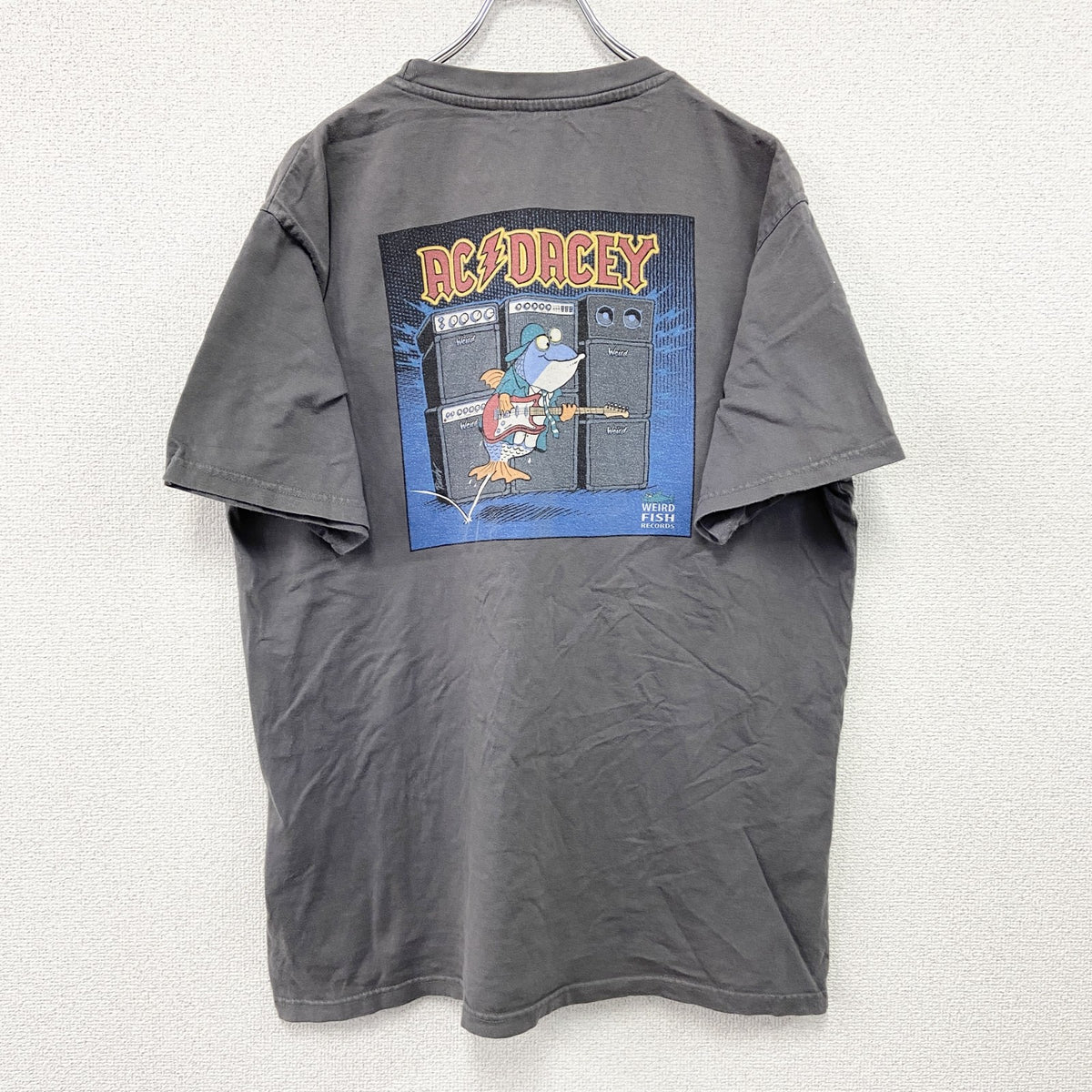 Weird Fish　半袖プリントTシャツ　パロディT　AC DACEY　灰色　グレー　XLサイズ　古着