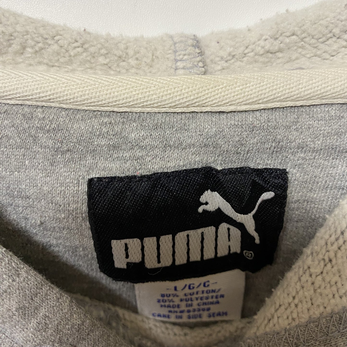 古着 used　puma プーマ　NFL　長袖ロゴ刺繍パーカー　フード付きトレーナー　カンザスシティチーフス　グレー　Lサイズ