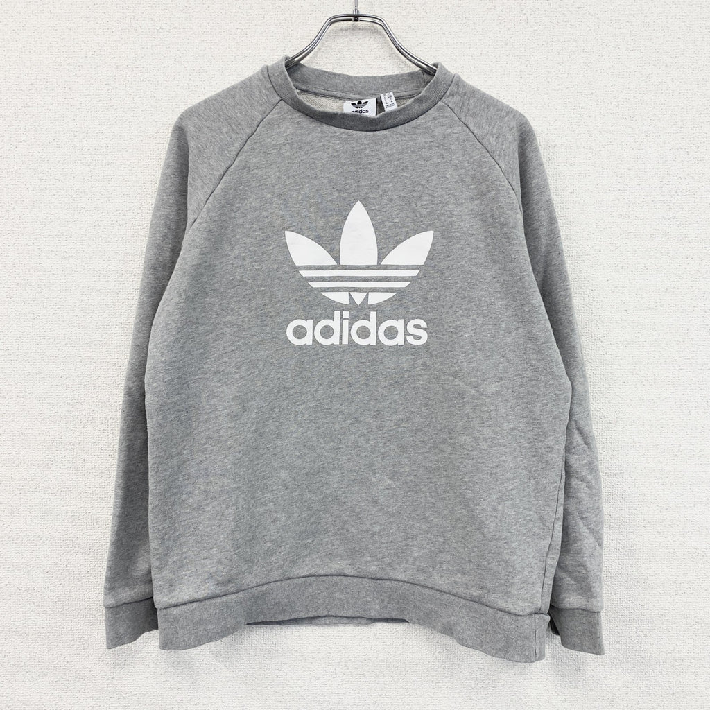 adidas　アディダス　スウェット/トレーナー　ラグランスリーブ　トレフォイルロゴ　デカロゴ　グレー　灰色　Oサイズ　古着