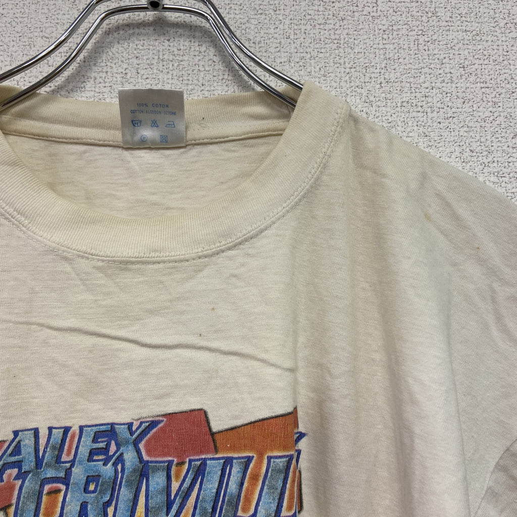 90s～　Cosmos Blue　半袖プリントTシャツ　アレックスクリビ―レ　白　ホワイト　XLサイズ　　ヴィンテージ　古着