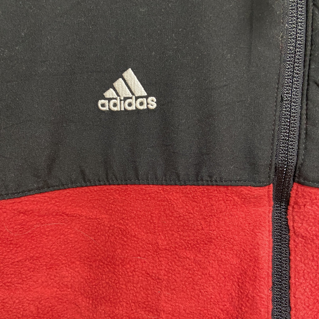 Adidas アディダス　長袖フルジップフリースジャケット　赤　レッド　ロゴ刺繍　NC STATE　Mサイズ　古着