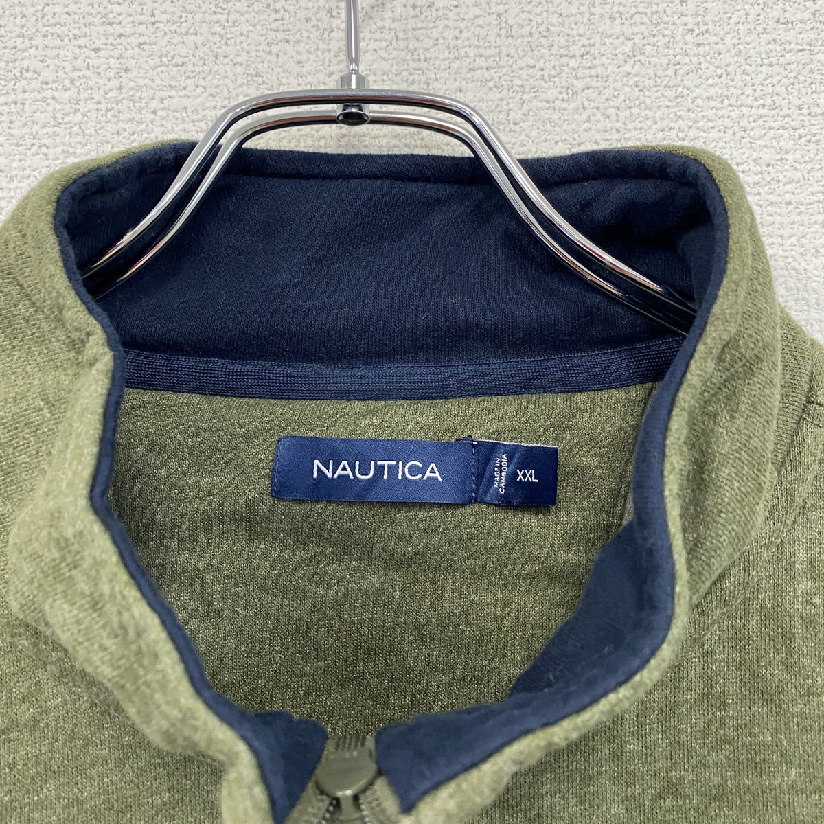 NAUTICA　ノーティカ　ハーフジップスウェット/トレーナー　カーキ　2XLサイズ スウェットトップス メンズ コットン 古着