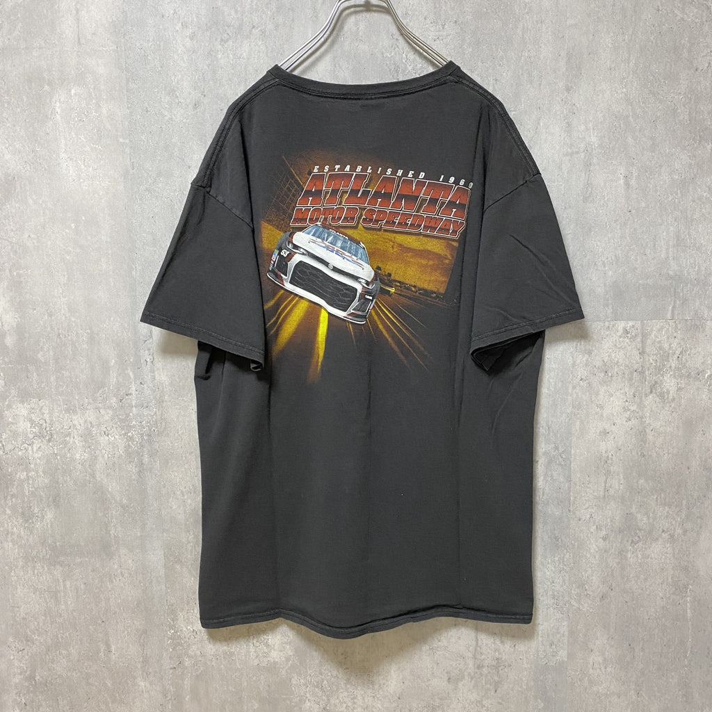ATLANTA MOTOR SPEEDWAY　半袖バックプリントTシャツ　黒　ブラック　レーシングカー　XLサイズ　古着