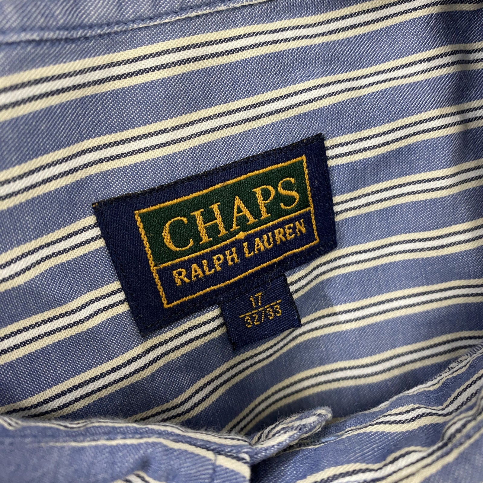 90s～　CHAPS RALPH LAUREN　チャップスラルフローレン　長袖ボタンダウンシャツ　青　ブルー　　ヴィンテージ　古着