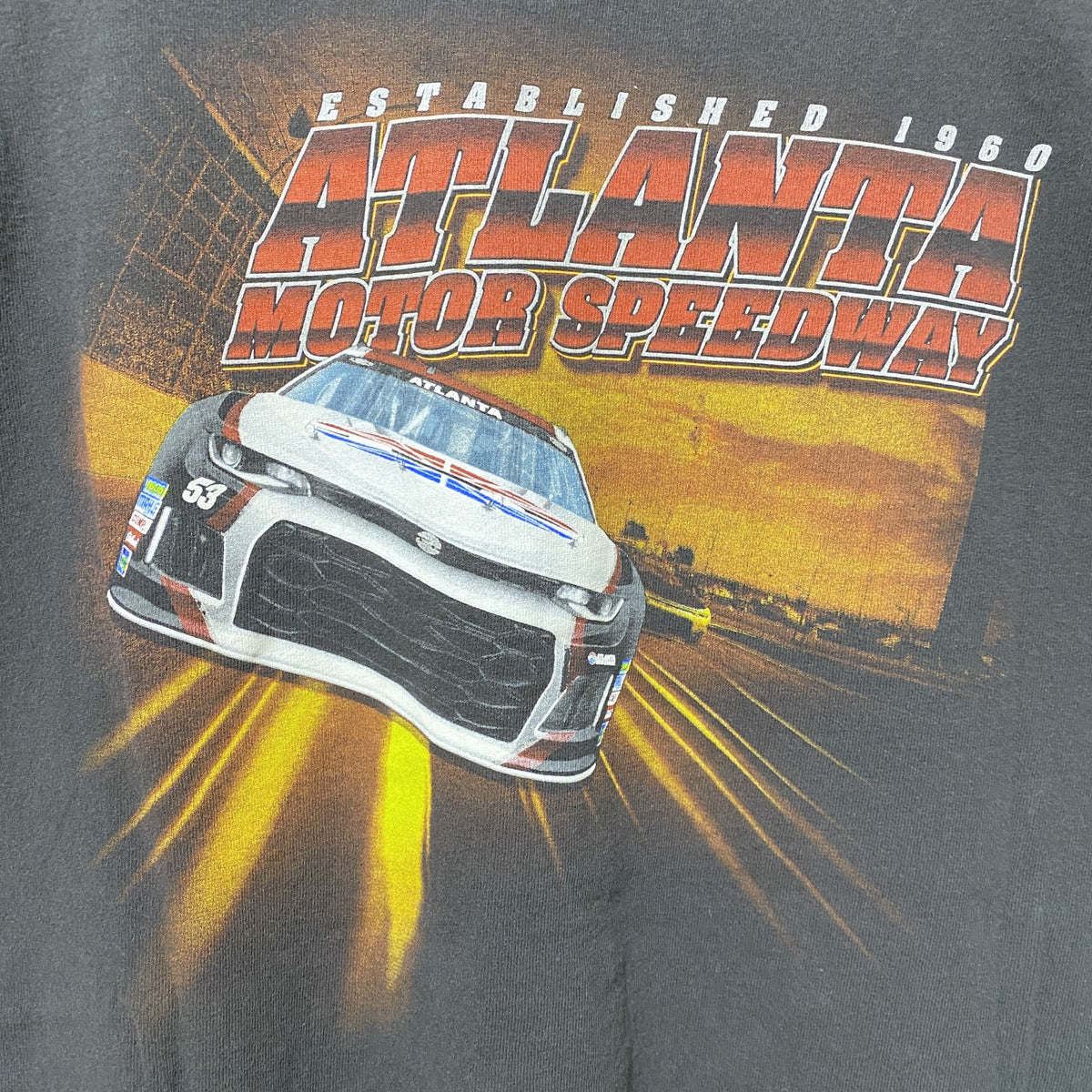 ATLANTA MOTOR SPEEDWAY　半袖バックプリントTシャツ　黒　ブラック　レーシングカー　XLサイズ　古着