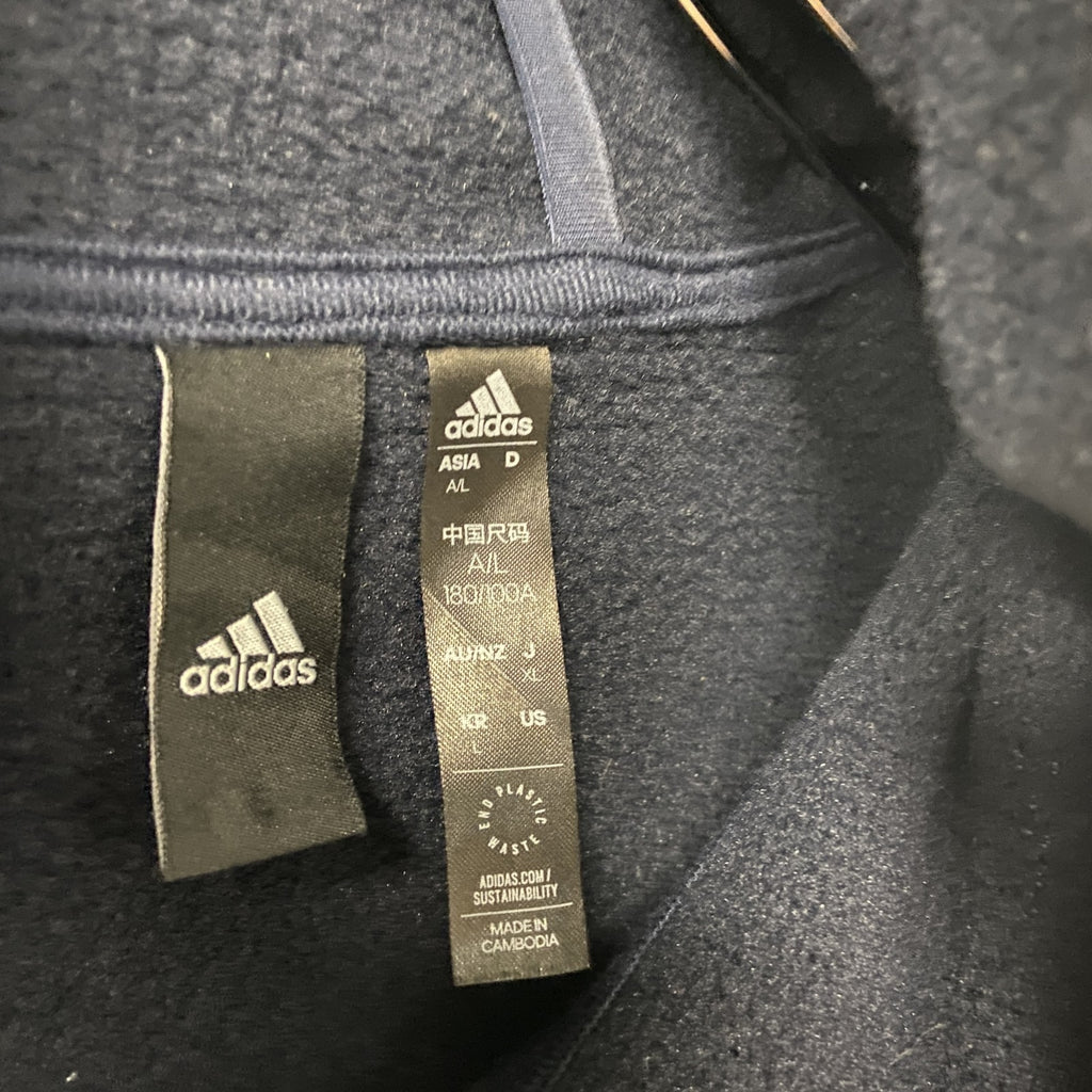 adidas　アディダス　フルジップパーカー/フーディー　紺　ネイビー　XLサイズ トレーナー スウェットトップス フード付き 古着