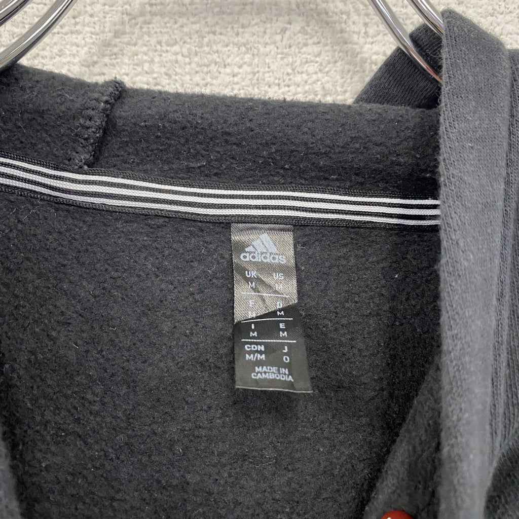 adidas　アディダス　スウェットパーカー/フーディー　デカロゴ　黒　ブラック　Oサイズ　古着