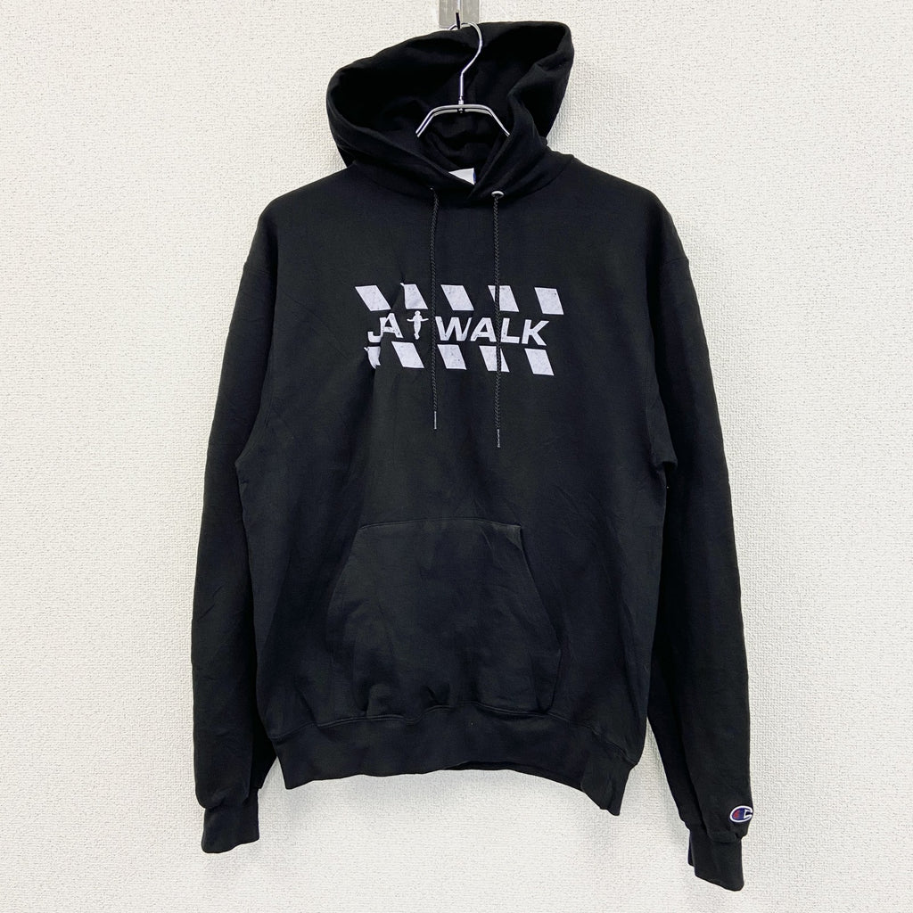 champion　チャンピオン　スウェットパーカー/フーディ　JAY WALK　刺繍ロゴ　現行　黒　ブラック　Mサイズ　古着