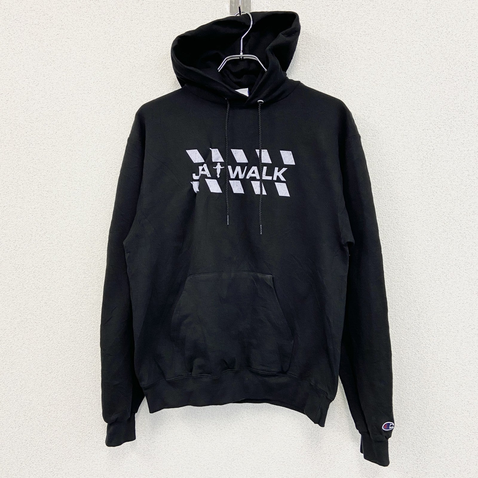 champion　チャンピオン　スウェットパーカー/フーディ　JAY WALK　刺繍ロゴ　現行　黒　ブラック　Mサイズ　古着