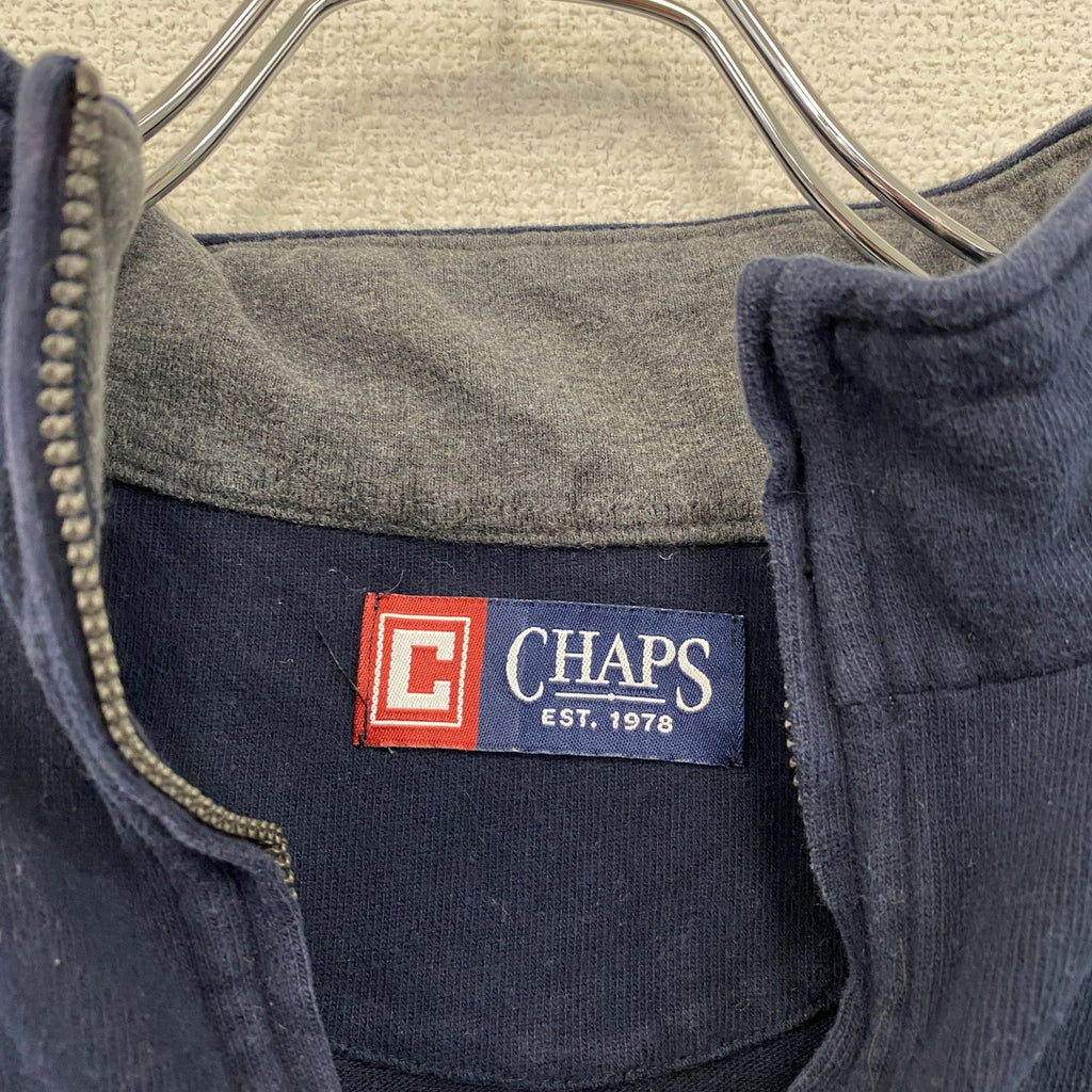 CHAPS　チャップス　ハーフジップスウェット/トレーナー　紺　ネイビー　Lサイズ スウェットトップス ユニセックス コットン 古着